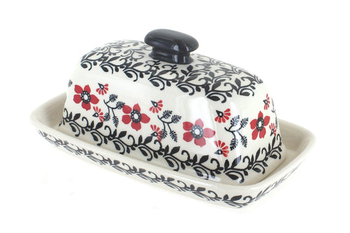 Polish Pottery Scarlett Ivy Butter Dish