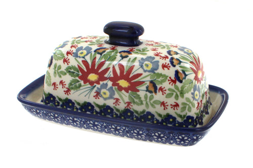 Polish Pottery Jungle Bouquet Butter Dish