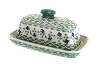 Polish Pottery Sage Floral Butter Dish