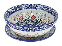 Polish Pottery Garden Bouquet Berry Bowl With Plate