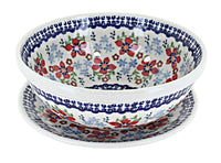 Polish Pottery Red Poppy Berry Bowl With Plate