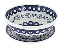 Polish Pottery Blue Violet Berry Bowl With Plate