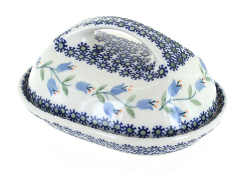 Polish Pottery Tulip Butter Dish with Handle