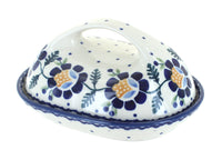 Polish Pottery Sunflower Butter Dish with Handle