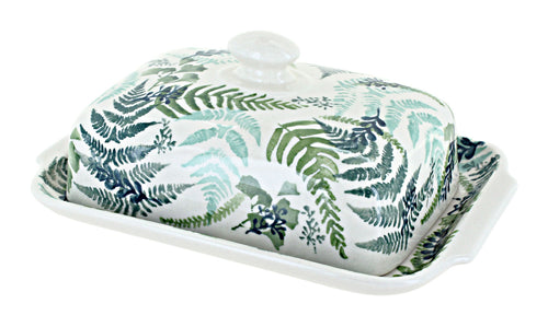 Polish Pottery Woodland Fern Large Butter Dish