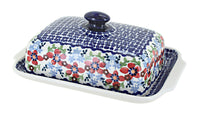 Polish Pottery Red Poppy Large Butter Dish