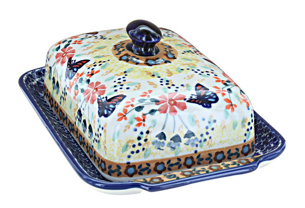 Blue Butterfly Large Butter Dish