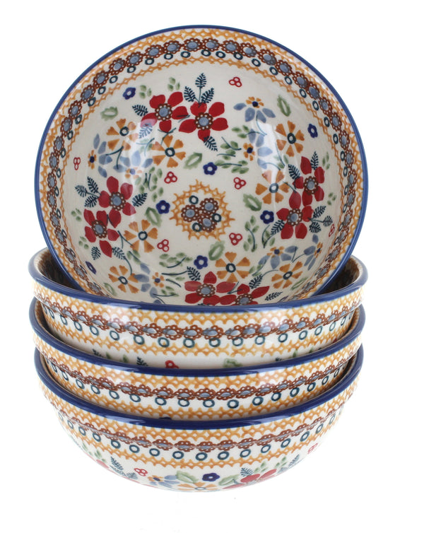 Red Daisy 4 PC Dessert Bowl Set