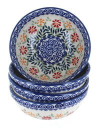Polish Pottery Garden Bouquet 4 PC Dessert Bowl Set