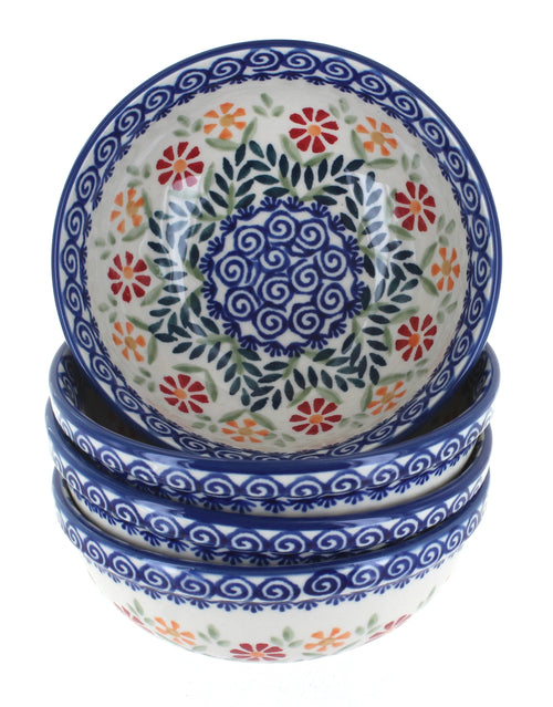 Polish Pottery Garden Bouquet 4 PC Dessert Bowl Set