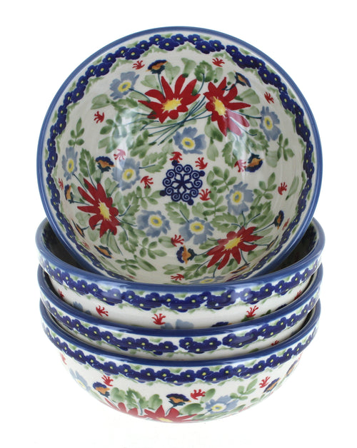 Polish Pottery Jungle Bouquet 4 PC Dessert Bowl Set