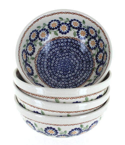 Polish Pottery Peach Blossom 4 PC Dessert Bowl Set