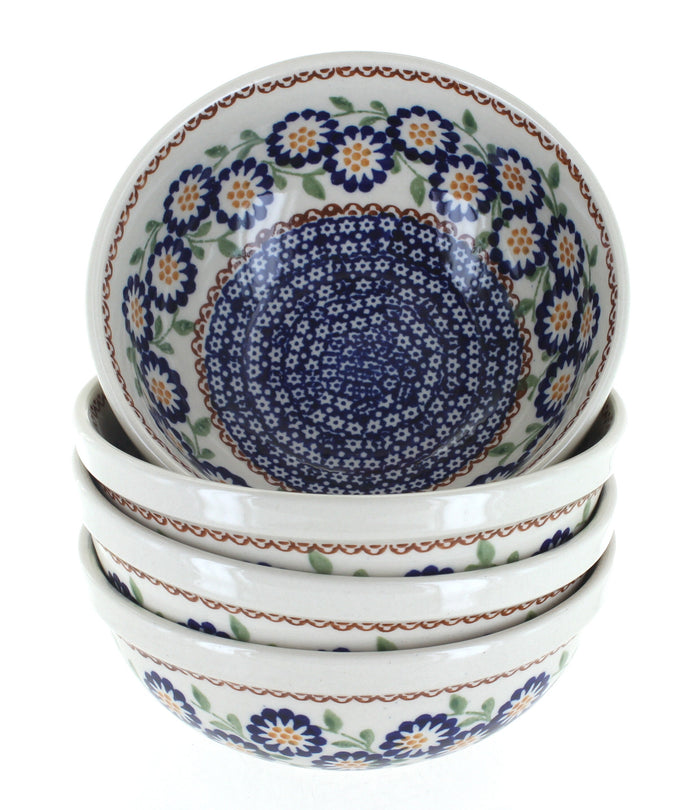 Polish Pottery Peach Blossom 4 PC Dessert Bowl Set