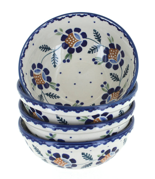 Polish Pottery Sunflower 4 PC Dessert Bowl Set