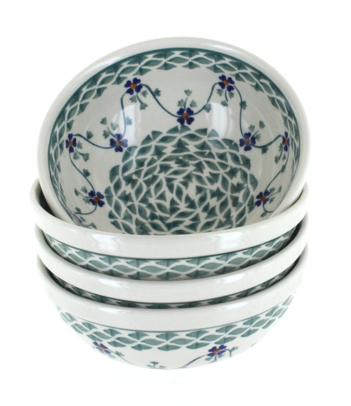 Polish Pottery Sage Floral 4 PC Dessert Bowl Set