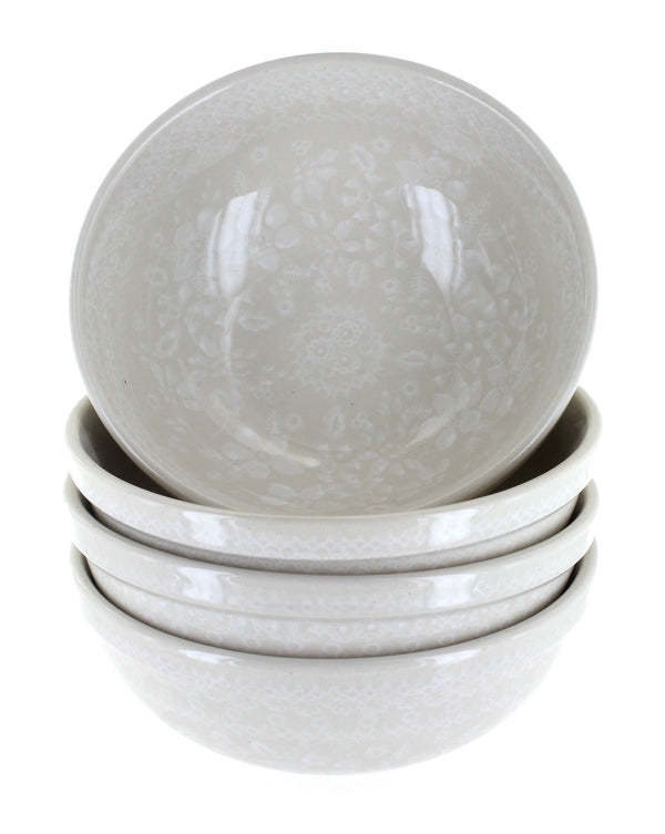 White Lace 4 PC Dessert Bowl Set