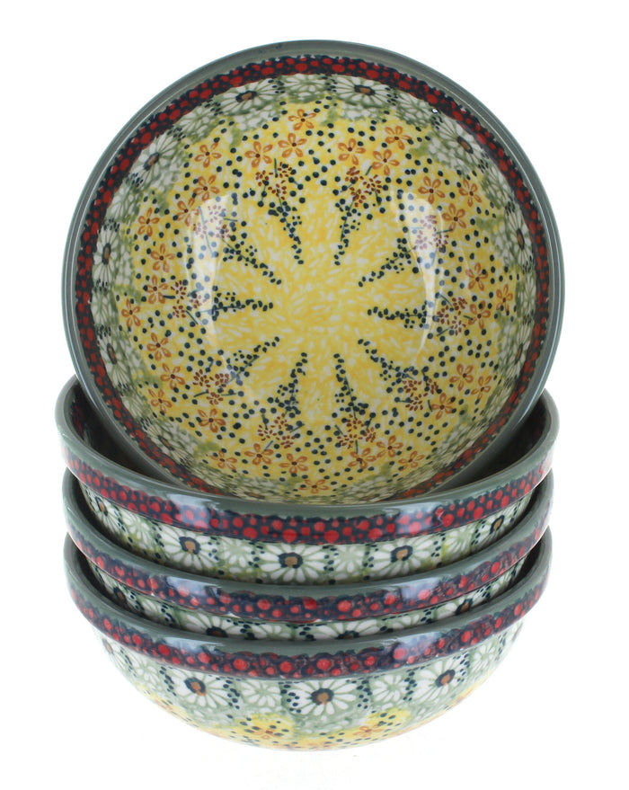 Polish Pottery Sunshine Grotto 4 PC Dessert Bowl Set