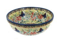 Polish Pottery Blue Butterfly Dessert Bowl