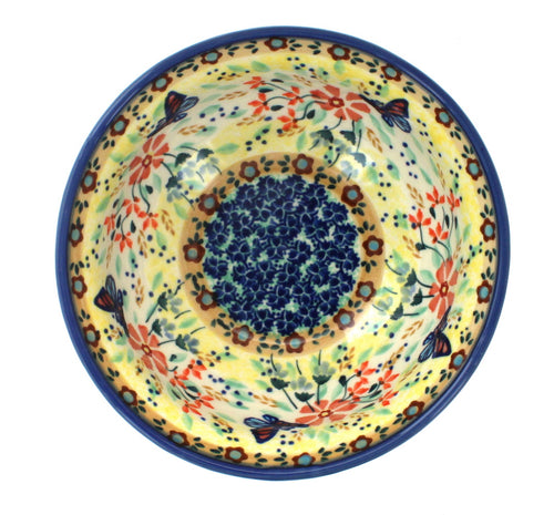 Blue Butterfly Dessert Bowl Polish Pottery