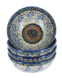 Polish Pottery Periwinkle 4 PC Dessert Bowl Set