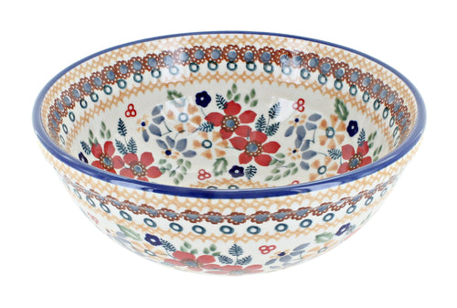 Polish Pottery Red Daisy Cereal/Soup Bowl