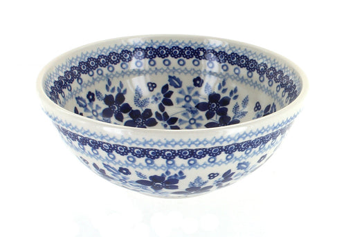 Polish Pottery Vintage Blue Daisy Cereal/Soup Bowl