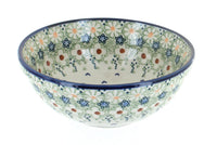 Polish Pottery Green Daisy Cereal/Soup Bowl