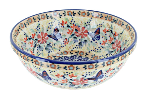Polish Pottery Blue Butterfly Cereal/Soup Bowl