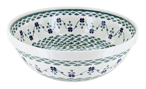 Polish Pottery Sage Floral Large Serving Bowl