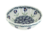 Polish Pottery Blue Daisy Small Scallop Bowl