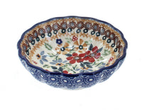 Polish Pottery Red Daisy Small Scallop Bowl