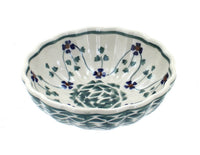 Polish Pottery Sage Floral Small Scallop Bowl