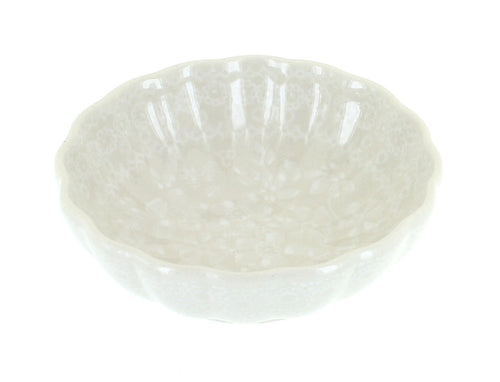 Polish Pottery White Lace Small Scallop Bowl