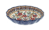 Polish Pottery Red Daisy Scallop Bowl