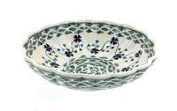 Polish Pottery Sage Floral Scallop Bowl