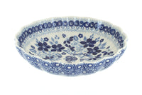 Polish Pottery Vintage Blue Dasiy Scallop Bowl