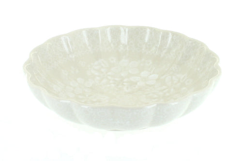 Polish Pottery White Lace Scallop Bowl