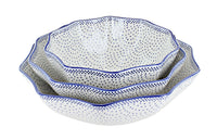 Polish Pottery Small Dots Decagonal Serving Bowl Set