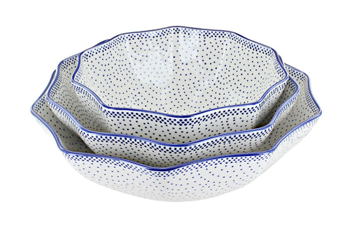 Polish Pottery Small Dots Decagonal Serving Bowl Set