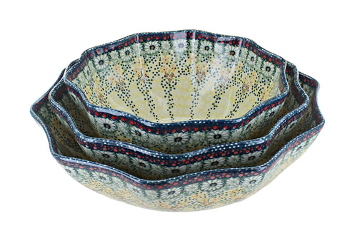 Polish Pottery Sunshine Grotto Decagonal Serving Bowl Set