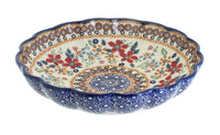 Polish Pottery Red Daisy Medium Scallop Bowl