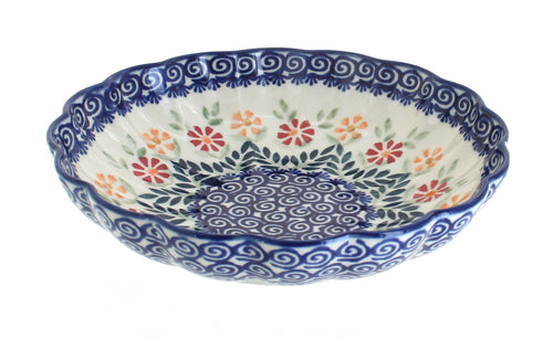 Polish Pottery Garden Bouquet Medium Scallop Bowl