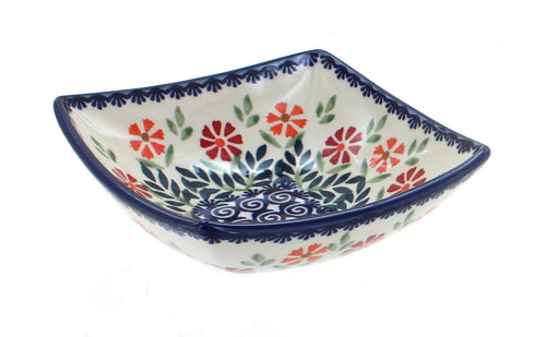 Polish Pottery Garden Bouquet Small Square Bowl