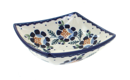 Polish Pottery Sunflower Small Square Bowl
