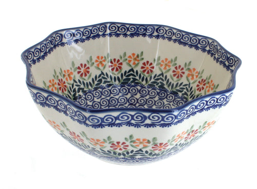 Polish Pottery Garden Bouquet Small Decagonal Serving Bowl