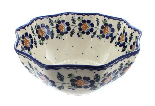 Polish Pottery Sunflower Small Decagonal Serving Bowl