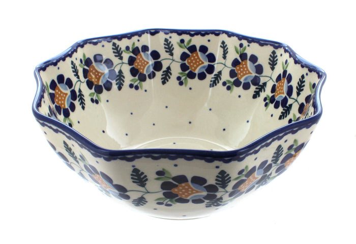 Polish Pottery Sunflower Small Decagonal Serving Bowl