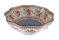 Polish Pottery Red Daisy Medium Decagonal Serving Bowl