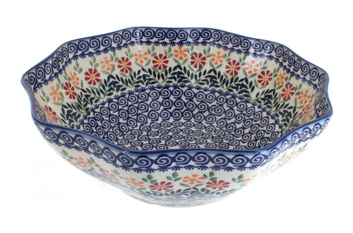 Polish Pottery Garden Bouquet Medium Decagonal Serving Bowl