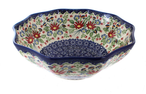 Polish Pottery Jungle Bouquet Medium Decagonal Serving Bowl
